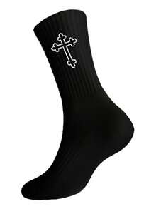 3 Pairs Unisex Cross Sports Socks, White Basketball Socks For Students, Wholesale Mid-Calf Socks, Random Delivery - Multicolor - View 4