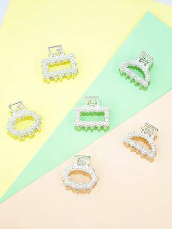 6 Pcs Elegant Mini Pearl-Imitated Hair Clips, Simple And Compact, Ideal For Side Bangs And Fringe Decoration Claw Clip Winter Hair Accessories Women Hair Claw Hair Clutch