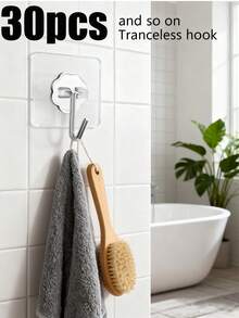 30pcs Durable Stainless Steel Clear Hooks - Waterproof, Multipurpose, Suitable For Kitchen, Bathroom, Door And Wall - Easy Installation, Space Saving Key Hooks - Multicolor - View 6