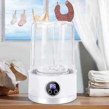 Portable 3000mAh Compact Mini Washing Machine 1L Large Capacity | Travel Laundry Washer For Bra, Underwear, Socks With LED Display, One-Touch Operation | Durable Plastic, Space-Saving Design For Dorm, RV, Bathroom, Vertical Storage - Purple - View 3