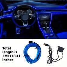 USB Plug-In Ambient Lighting Strip For Car Interiors - Universal Automotive Interior Lighting Strip - Various Neon Cool Light Car Decorations - No Batteries Required - Practical And Beautiful - Blue - View 11