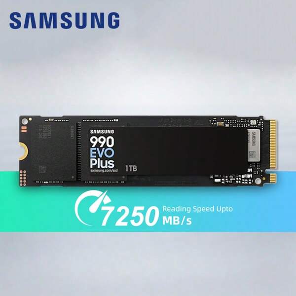 Samsung SAMSUNG 1TB SSD - M.2 NVMe (PCIe 4.04/5.02), 7150MB/S Read Speed, 990 EVO Plus | Ideal For Gaming Fast Loads/4K Video Editing/PC Quick Upgrades/Smooth Multitasking