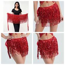 1 pièce Jupe-écharpe à franges pailletées pour femmes, chaîne de taille pour danse du ventre, costume boho pour boîte de nuit, convient pour la scène et la danse - Multicolore - Voir 16