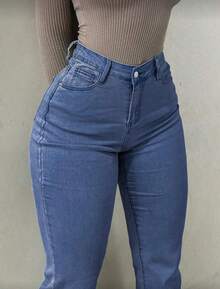 Women's Butt Cut Flare Bell Bottom Jeans - MEDIUM BLUE - View 2