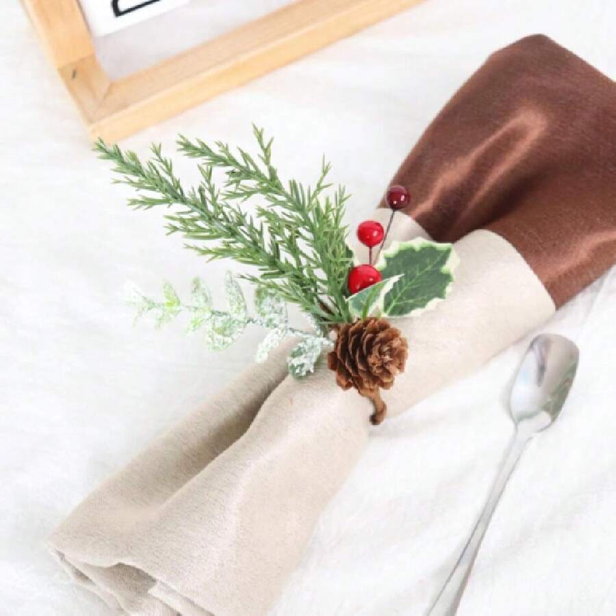 Pinne Napkin Rings Set Of 6, Rattan Napkin Ring, Handmade Pinne Napkin Ring Holders, Farmhouse Napkin Rings For Christmas Dr Dinner Weddings Parties (Pinne-6pc),27871375 - Bronze - View 1