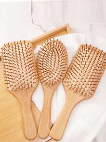 竹制发梳，天然木质防静电梳，适用于头发和头皮，对抗静电的造型工具 - 彩色 - 查看 1