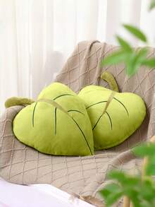 Leaf-Shaped Plush Throw Pillow, Soft & Comfortable Forest-Style Cushion, Suitable For Bedroom, Living Room, Sofa Decor, Great Gift Choice For Valentine's Day And Christmas - Green - View 4