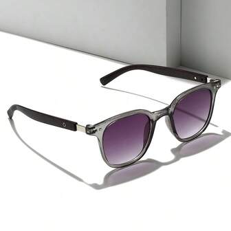 1pc Rectangular Frame Fashionable Chic High-Quality Gradient Color Casual Sunglasses, Unisex Suitable For Hiking, Travel, Climbing, Party, Music Festival, All Seasons