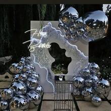 36pcs Silver Polyester Film Balloons (32-Inch, 22-Inch, 15-Inch), Large 4D Giant Round Foil Balloons, Large Mirrored Metallic Balloons, Suitable For Birthday Party Gender Reveal Supplies, Balloon Decorations, Large Foil Happy Birthday Balloons, Bubble Balloons, Halloween Balloons, Bow Balloons, Event Supplies, Party Decorations, Mirror Effect, Glossy Surface, Lightweight Balloons, Decorative Balloons, Event Organizers, Birthday Celebrations. - Bạc - Xem 4
