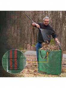 Large Capacity Foldable Garden Leaf Collection Bag - PP Waterproof Woven Plant Waste Trash Bag