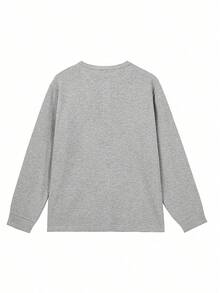 男士灰色亨利领华夫格针织衫，休闲柔软透气V领T恤，宽松版型，纽扣细节，适合日常穿着，低调高档的“老钱”风格，轻盈透气，适合春夏穿着。 - 灰色 - 查看 6