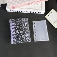 A7 Size Transparent Portable File Bag, With Double Snap Design, Is Very Suitable For Storing Photos, And Can Also Be Used As Photo Albums, Stationery, Notebooks, Sticker Books, Office Supplies, School Supplies, Back-To-School Necessities, And Star-Shaped Photo Storage Books. - Multicolor - View 12