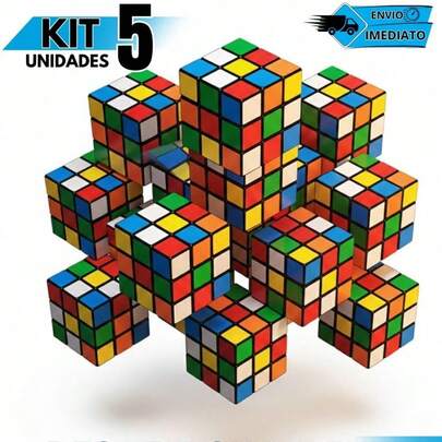 Kit 5 Cubo Mágico 5x5cm Antiestresse Quebra-Cabeça Educativo Criança Adulto Memória