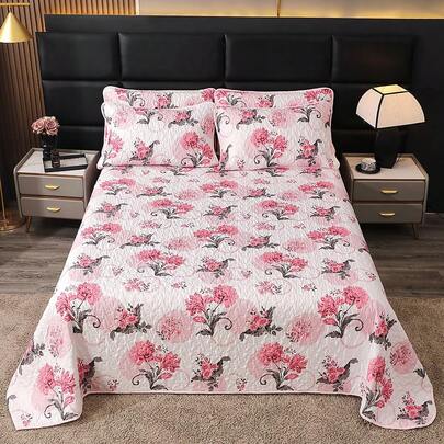 3pcs/Set Floral Bedding Set [1 Bed Skirt, 2 Pillowcases (Random), No Pillow Insert] Suitable For Hotel, Guest Room, Bedroom, Super Soft, All Season