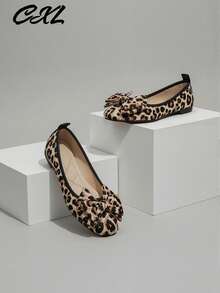 أحذية نسائية مسطحة سهلة الارتداء - بطبعة نمر مع زخرفة فيونكة، متعددة الاستخدامات لجميع المواسم، مناسبة للمناسبات الرسمية والكاجوال على حد سواء، سهلة التنسيق، بطراز رجعي، بطانة مريحة، مثالية للملابس الكاجوال والزي المكتبي، متينة