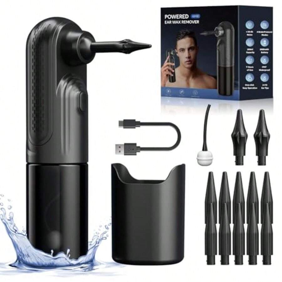 GSYY Rechargeable Ear Fl With 4 Pressure Modes For  And Effective Ear  Removal At He Includes 10+2 Replaceable Ear Ts For Custized Ear Irrigan Kit Ideal For Daily Ear Care And Hiene Maintece - 米色 - 查看 1