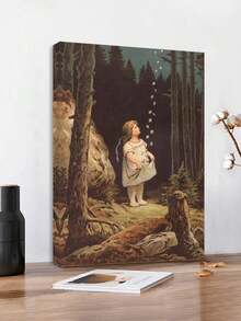 1PC A Girl With Bubbles In A Forest In Victorian Style. Canvas Painting Wall Art HighQuality   Framed Canvas Prints For Living Room  BathRoom  Decor Unframed Personalized Canvas Wall Decor