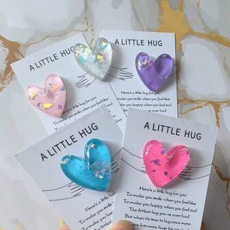 Heart-Shaped Resin Pocket Hug Cards, Multi-Color Love Theme Greeting Cards With Invitation Pocket, Unique Gift For Birthday, Wedding, Christmas, Valentine's Day, Heartfelt Gesture To Keep For Friends And Family