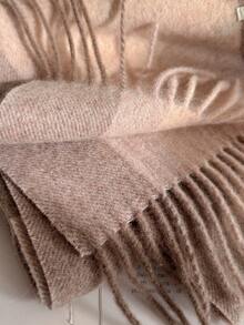 100% Wool Plaid Scarf, Versatile British Style Colorblock Warm Shawl Wrap, Winter - Khaqiq - View 3