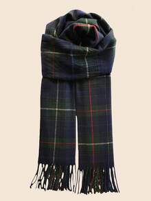 New Winter Couple's Knitted Plaid Striped Double-Sided Tassel Warm Scarf, Versatile For Boyfriend/Girlfriend, Teachers, Students, Birthday Gifts, Long Thick Neck Warmer, Casual & Elegant - Multicolor - View 5