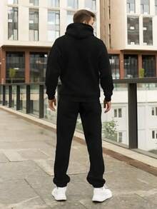 Bộ 2 món nam gồm áo hoodie dài tay và quần dài, in hình đầu hươu 3D toàn thân, thiết kế phối màu, trang phục thường ngày cho mùa thu/đông, 100% polyester. - Nhiều màu - Xem 2