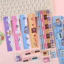 5Pcs Set Of Student Pencils, (2 Pencils + 1 Eraser + 1 Ruler + 1 Pencil Sharpener). Suitable For The School Season, School Supplies Gift Box, Student Pencil Stationery Gift Set, Stationery, Children's Gifts. (Random Styles And Colors)