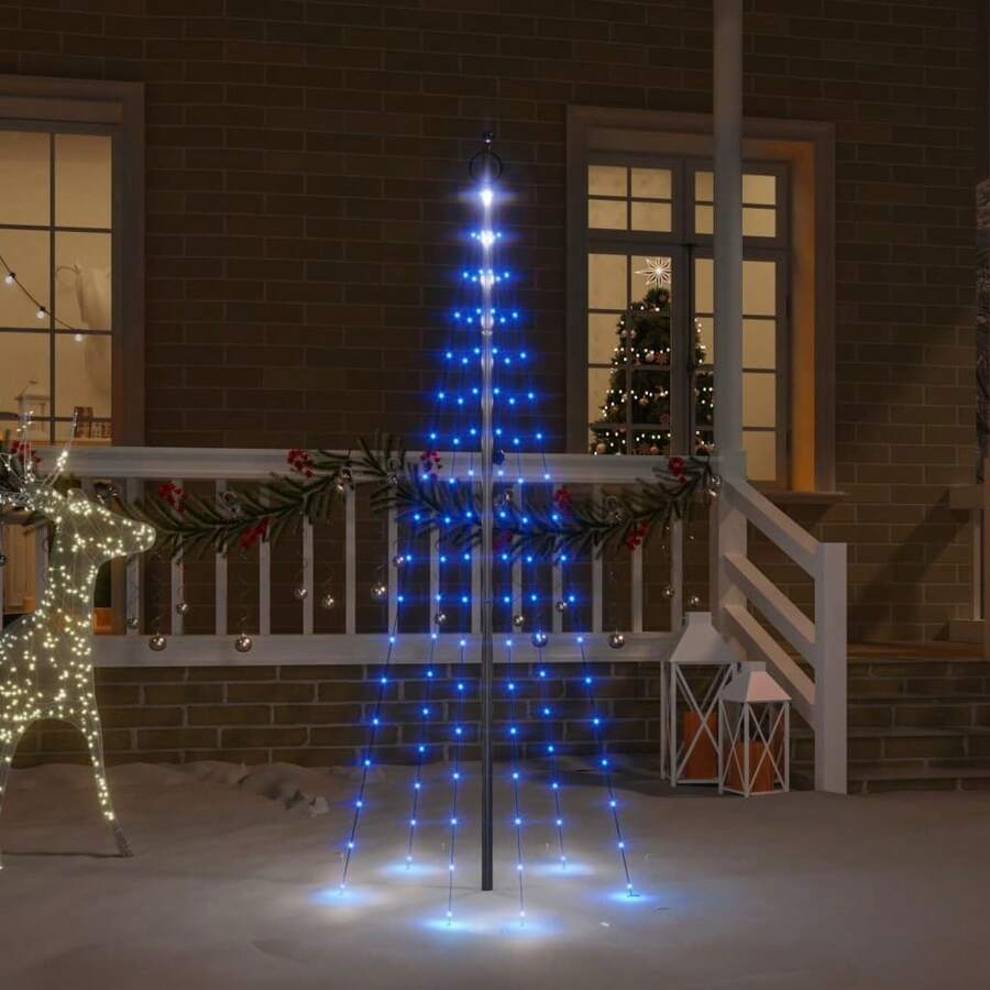 Christmas Tree On Flagpole Blue 108 LEDs 180 Cm - Blue - View 1