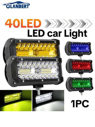 GLANBERT Lampa robocza do pojazdu terenowego, motocykla, światła dachowe, 12-24 V, światło zewnętrzne, listwa świetlna LED, światła do platformy, modyfikacja, lampa terenowa, 7-calowa, trzyrzędowa, długa, dekoracyjna lampa LED