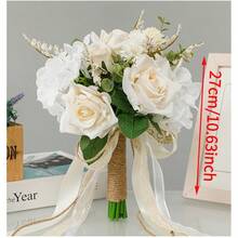Artificial Rose Bridal Bouquet, Suitable For Wedding Ceremony, Bridesmaid, Anniversary, Wedding Decoration, Wedding Gift Valentine's Day Accessories - Multicolor - View 13