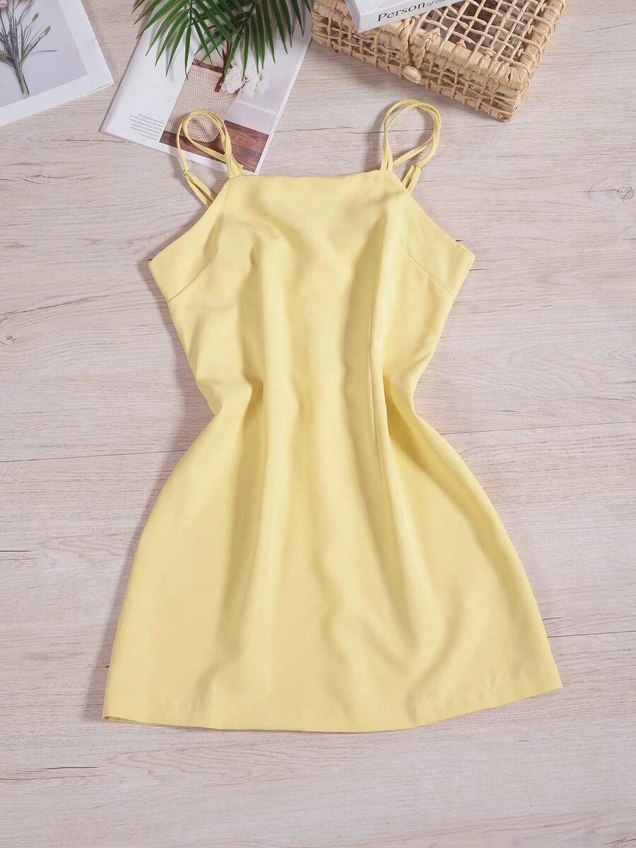 EMODA Elegant Women's Dress With Tailored Belt December 12th Promotion 2025 Women's Fashion 2025 Summer Bestseller Summer 2025 Print - 淡黃色 - 查看 1