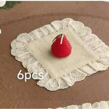 1/6/30 件韩国 Ins 风格米色心形蕾丝小餐巾，多用途防尘布，适用于食物摄影