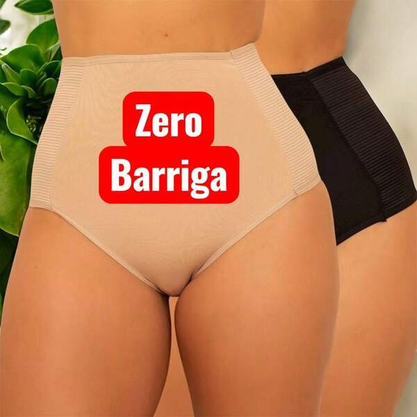 Kit 2 Calcinha Cós Alto Cinta Modeladora Reduz Medidas Suplex Pós Parto Cintura Alta Culote Vestido Abdominal Galena