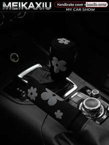 MEIKAXIU 1 Set (2pcs) 3D Puff Embroidery Fabric Car Handbrake Cover, Gear Shift Knob Cover, Steering Wheel Cover Set, Car Interior Accessories, For Women - 3D Foam Flowers - View 4