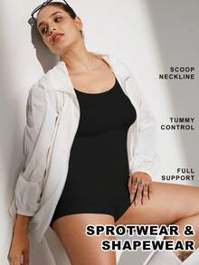 Plus Size Curve Woman Activewear Yoga Clothes Seamless Gym Sports High Support Moisture Wicking Workouts Breathable Outdoor Plus Size Curve - Black - View 9