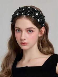 1pc Pearl Headband, Minimalist & Fashionable Bridal Crystal Hairband, Suitable For Weddings, Parties, Casual Occasions, Commuting, Dances, Gatherings