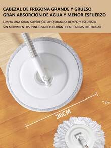 Juego De Trapeador y Cubo Plegable Con Fregona y Cepillo, Cepillo De Piso De Madera Dura Laminado De Azulejos y Trapeadores Planos Para Limpieza De Pisos, Cubo Plegable Con Mopa De Microfibra Lavable - Gris - Ver 7