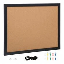 Pinnwand 407 x 559 mm oder 559 x 864 mm, Pinnwand mit Holzrahmen, Pinnwand, Korkwandpaneel – inklusive Befestigungsmaterial und Drucknägeln, Holzrahmen, geeignet für Wohnungen, Büros und ähnliche Räumlichkeiten. - 407 x 559 mm - Übersicht 8
