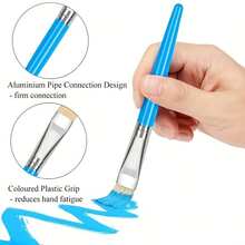 8pcs Set Large Washable Paint Brush, Easy To Clean, Handle Round And Flat Paint Brush, Acrylic Paint No Shedding Bristles, Washable Paint