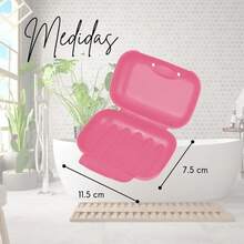 VIBES 2 Jaboneras de Viaje - Set de Caja Jabonera Sellada a Prueba de Fugas, Portaón Portátil y Duradero, Soap Cover para Baño, Ducha, Maleta de Gym o Equipaje, Oficina (Rosa) - Rosa - Ver 2