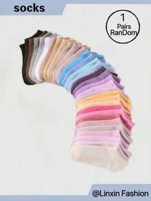 1/10 Pairs Women Candy Color Breathable Odor-Resistant Short Socks, Versatile For Daily Wear - Multicolor - View 8