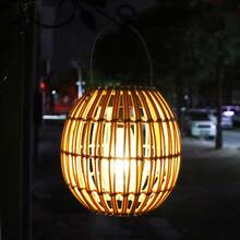 1pc Solar Rattan Hanging Light, Bohemian Style LED Bulb Hanging/Standing Solar Lamp, Outdoor Solar Light, Handwoven Rattan Suitable For Patio, Garden, Balcony Decor, Gift For All Occasions - Multicolor - View 15