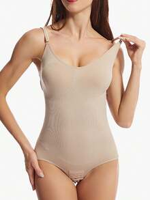 Cintinas Faja moldeadora, broche abajo, correa ajustable - Beis - Ver 10