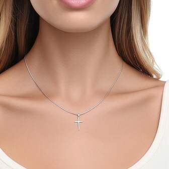 1pc Elegant French Chic Oil Stainless Steel Cross Pendant Necklace, Luxury Minimalist Design, Versatile Holiday Jewelry,Necklace
