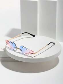 Hombres Gafas de moda sin marco de lentes de fuego - Multicolor - Ver 9