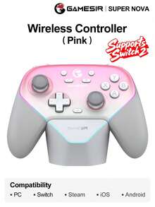 GameSir Super Nova PC Game Controller, Compatible With Switch 2 Controllers, Supports Wireless Switch OLED Lite, Steam, Windows 10/11, IOS, Android Phones, Features Hall Effect Joysticks, Dual-Stage Hall Effect Analog Triggers, 1000Hz Polling Rate, Magnetic Detachable Faceplate, Customizable RGB Lighting, Two Rear Buttons - Super Nova - View 13