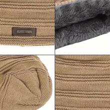 Men's Winter Hat Outdoor Warm Casual Versatile Knitted Hat Unisex Double Layer Fleece Thickened Velvet Dad Hat