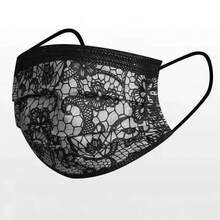 10pcs Fashionable Personalized Disposable Adult Colorful Printed Black Lace Face Mask, Practical Versatile Comfortable Lace Stylish Sexy Breathable Mask, Durable Exquisite Compact Convenient Carry Outdoor Party Masquerade Mask - Multicolor - View 7