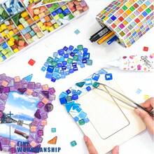 100g/3.53oz Shiny Glass Mosaic Tiles - Asymmetrical Shapes (Triangle, Square, Round) In Turquoise Blue, Sapphire Blue, Purple, Red And Other Colors | 0.16 Inch Thick, DIY Crafts, Home Decor, Wall And Floor Art Mosaic