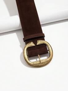 1pc Milleraed Wide Y2K Belt, Waist Cinching Design, Suitable For Dresses, Chic American Vibe - Coffee - View 3