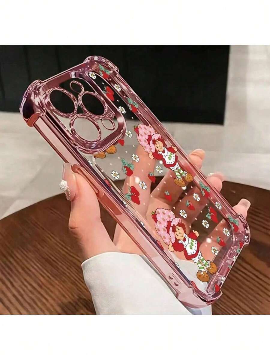 Funda de teléfono linda con arte de dibujos animados, compatible con 16, 15, 14, 13, 12, 11 Pro, X, XR, XS, 8, Plus, con un trasfondo suave y transparente para protección caídas.17 17promax - Rosa - Ver 1